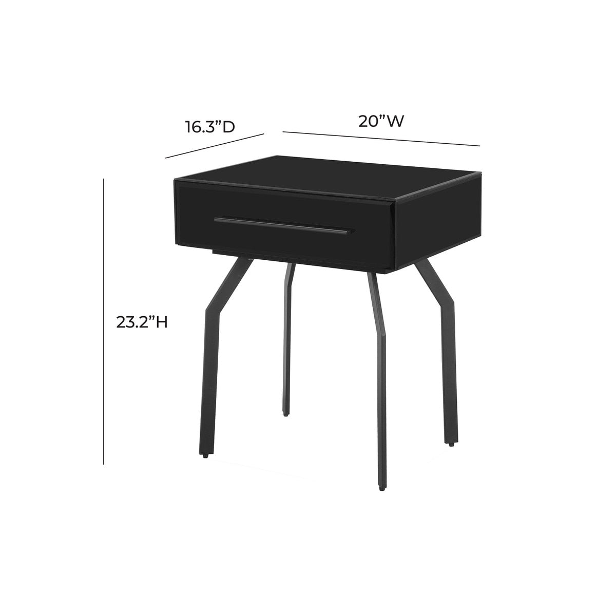 Santana Black Glass Side Table Model: TOV-OC68578