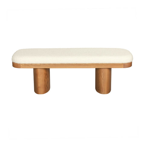 Ollie White Performance Boucle Wooden Bench Model: TOV-OC68605