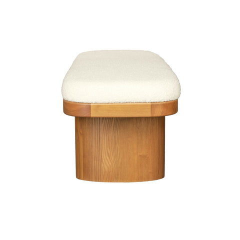 Ollie White Performance Boucle Wooden Bench Model: TOV-OC68605