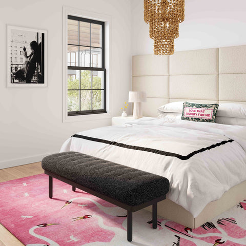 Olivia Black Boucle Bench Model: TOV-OC68632