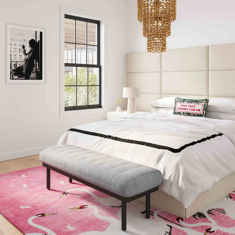 Olivia Grey Boucle Bench Model: TOV-OC68633