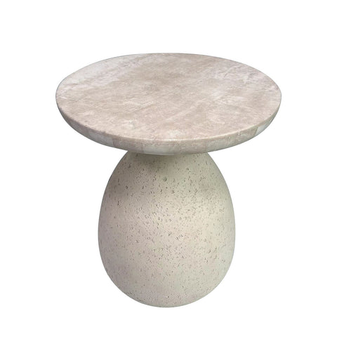 Gina Cream Travertine Side Table Model: TOV-OC68641