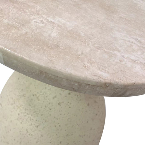Gina Cream Travertine Side Table Model: TOV-OC68641
