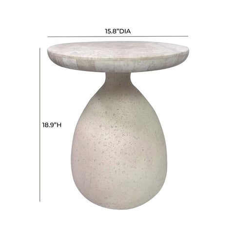 Gina Cream Travertine Side Table Model: TOV-OC68641