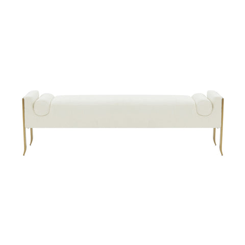 Ines Cream Textured Velvet Bench Model: TOV-OC68642