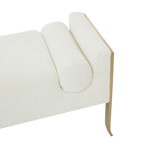 Ines Cream Textured Velvet Bench Model: TOV-OC68642