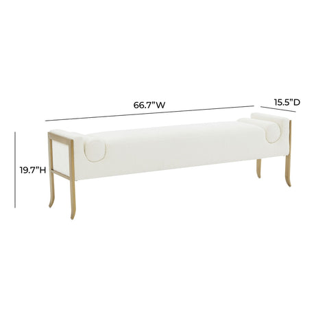 Ines Cream Textured Velvet Bench Model: TOV-OC68642