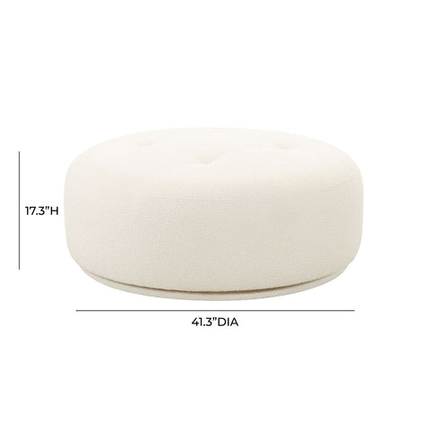 Fickle Cream Boucle Swivel Ottoman Model: TOV-OC68672