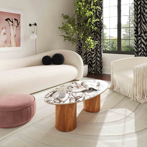 Tamara Marble Ceramic Oval Coffee Table Model: TOV-OC68679