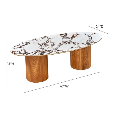 Tamara Marble Ceramic Oval Coffee Table Model: TOV-OC68679