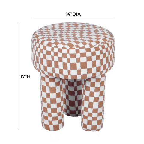 Claire Brown Checkered Boucle Stool Model: TOV-OC68756