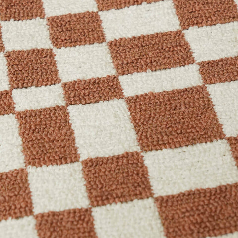 Claire Brown Checkered Boucle Stool Model: TOV-OC68756