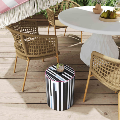 Taurus Ceramic Stool in Modern Stripes Print Model: TOV-OC68776