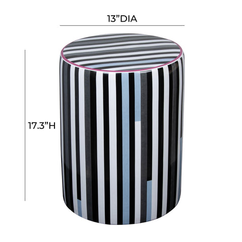 Taurus Ceramic Stool in Modern Stripes Print Model: TOV-OC68776