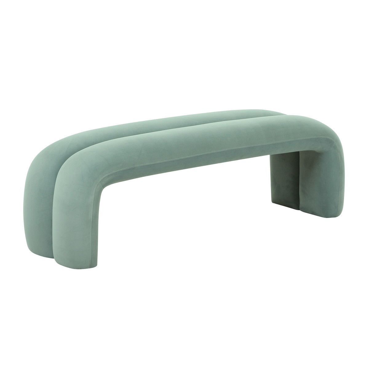 Leigh Green Velvet Channeled Bench Model: TOV-OC68825
