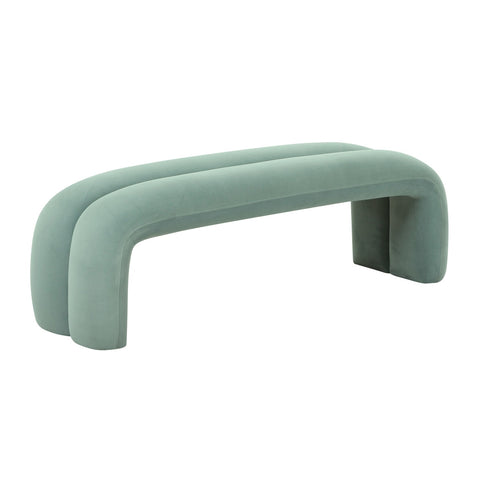 Leigh Green Velvet Channeled Bench Model: TOV-OC68825