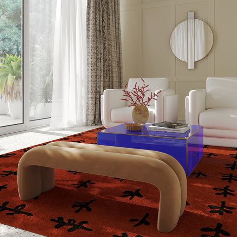 Leigh Taupe Velvet Channeled Bench Model: TOV-OC68826