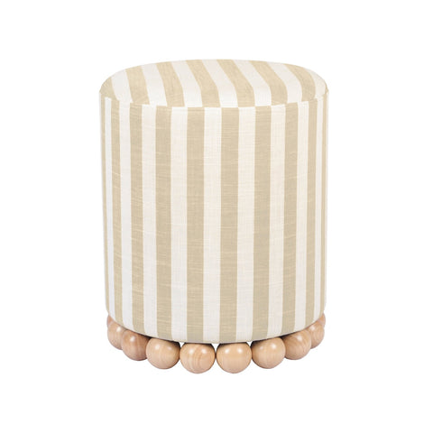Dex Beige Striped Linen Ottoman Model: TOV-OC68884