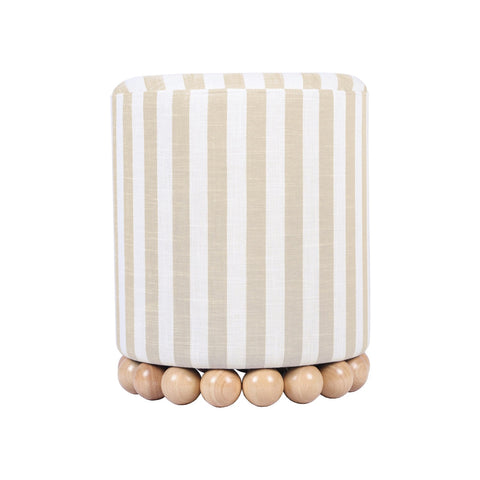 Dex Beige Striped Linen Ottoman Model: TOV-OC68884
