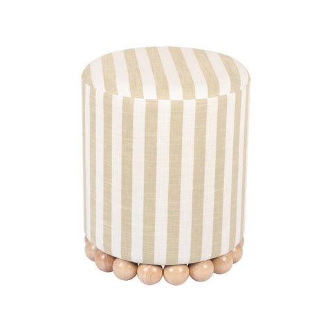 Dex Beige Striped Linen Ottoman Model: TOV-OC68884