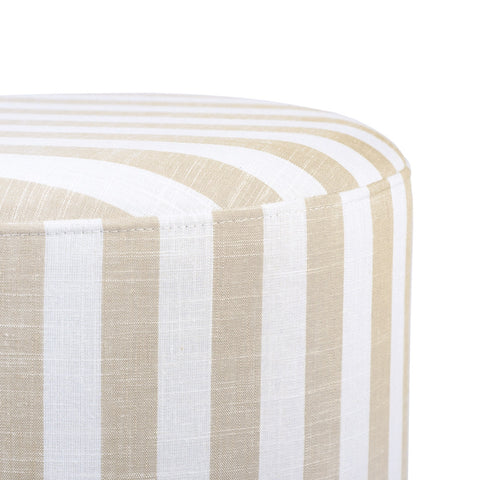 Dex Beige Striped Linen Ottoman Model: TOV-OC68884
