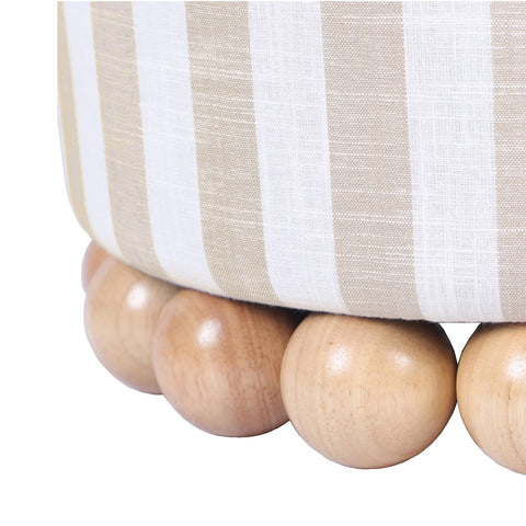 Dex Beige Striped Linen Ottoman Model: TOV-OC68884