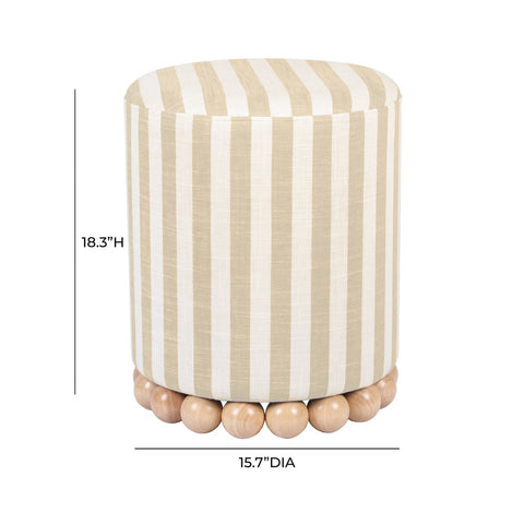 Dex Beige Striped Linen Ottoman Model: TOV-OC68884