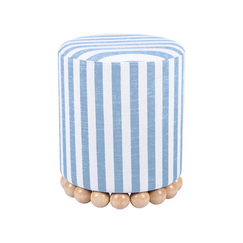 Dex Pastel Blue Striped Linen Ottoman Model: TOV-OC68885