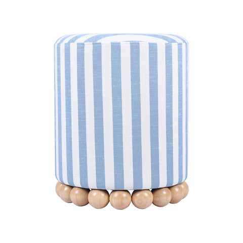 Dex Pastel Blue Striped Linen Ottoman Model: TOV-OC68885