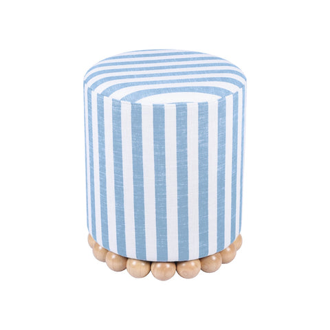 Dex Pastel Blue Striped Linen Ottoman Model: TOV-OC68885