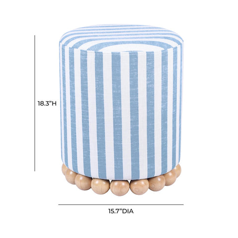 Dex Pastel Blue Striped Linen Ottoman Model: TOV-OC68885