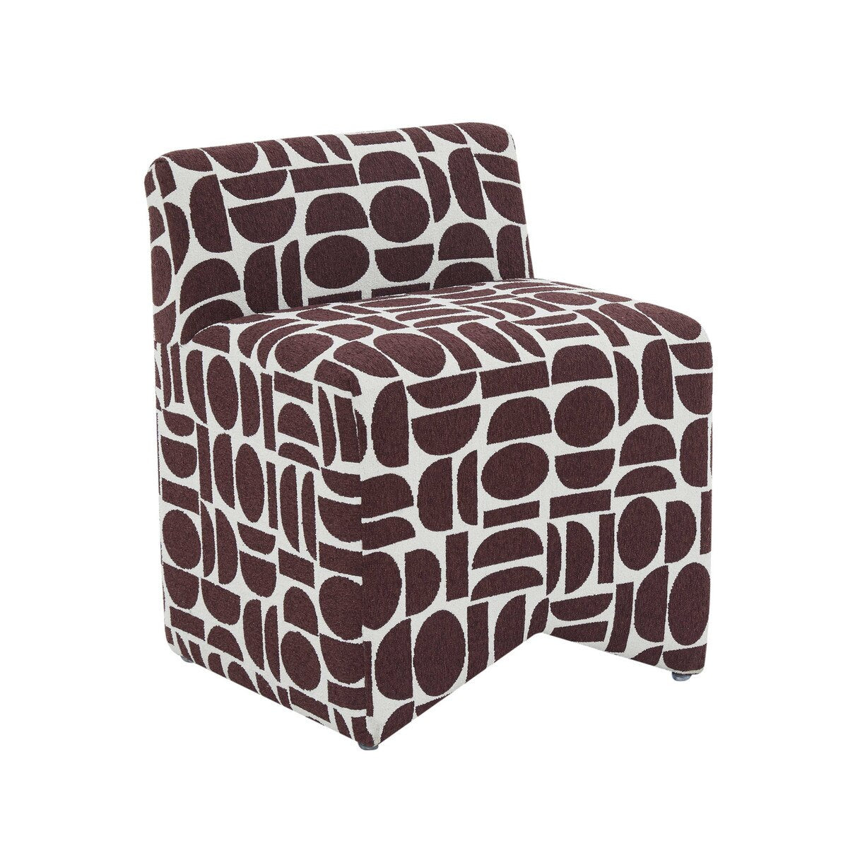 Pippa Merlot Geometric Jacquard Weave Stool Model: TOV-OC68929