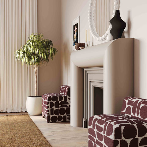 Pippa Merlot Geometric Jacquard Weave Stool Model: TOV-OC68929