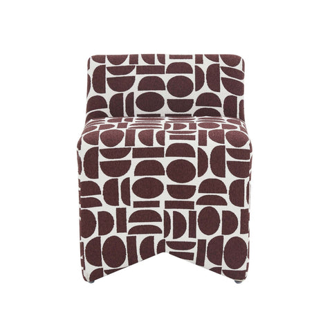 Pippa Merlot Geometric Jacquard Weave Stool Model: TOV-OC68929