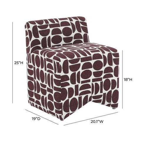 Pippa Merlot Geometric Jacquard Weave Stool Model: TOV-OC68929