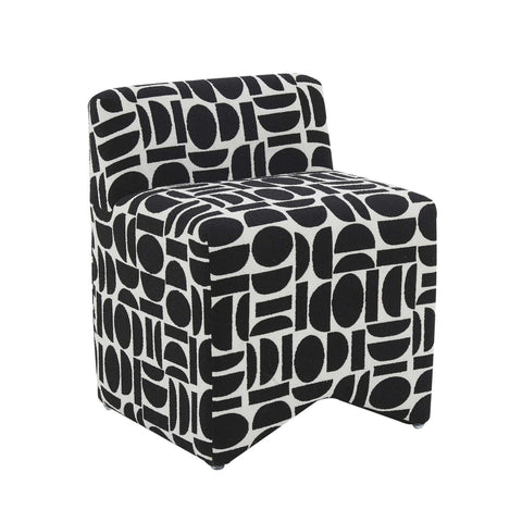 Pippa Black Geometric Jacquard Weave Stool Model: TOV-OC68930