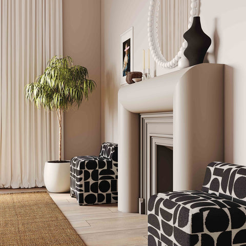 Pippa Black Geometric Jacquard Weave Stool Model: TOV-OC68930