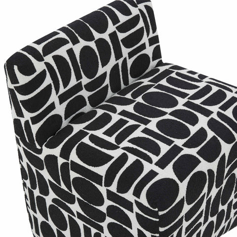 Pippa Black Geometric Jacquard Weave Stool Model: TOV-OC68930