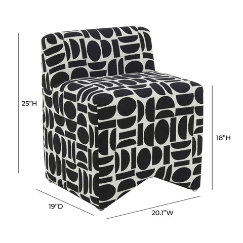 Pippa Black Geometric Jacquard Weave Stool Model: TOV-OC68930