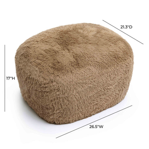 Britt Dark Taupe Vegan Shearling Ottoman Model: TOV-OC69027