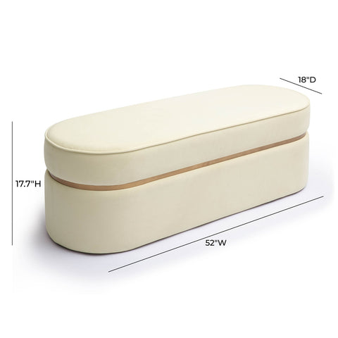 Pomp Cream Velvet Bench Model: TOV-OC69028