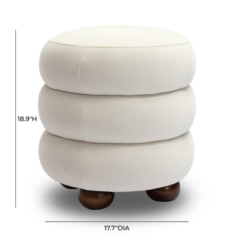 Stefanie Cream Velvet Ottoman Model: TOV-OC69062