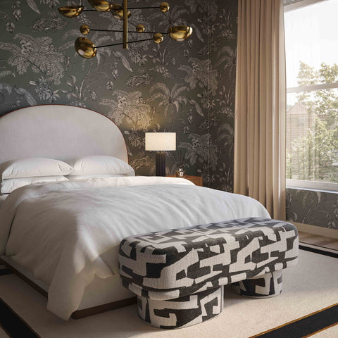 Lena Black and White Jacquard Bench Model: TOV-OC69131