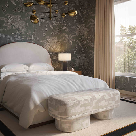 Lena Cream Jacquard Bench Model: TOV-OC69132