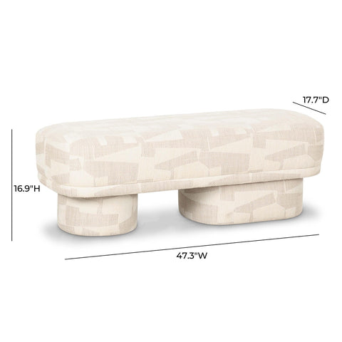 Lena Cream Jacquard Bench Model: TOV-OC69132