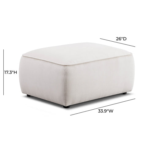 Travie White Sand Performance Corduroy Velvet Ottoman Model: TOV-OC69172