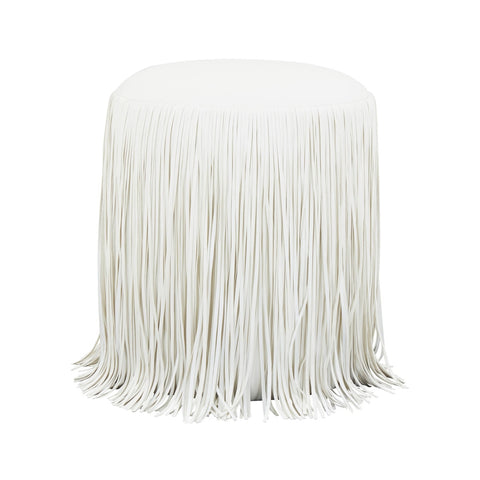 Shag Me Ivory Performance Vegan Leather Ottoman Model: TOV-OC69191