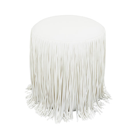 Shag Me Ivory Performance Vegan Leather Ottoman Model: TOV-OC69191
