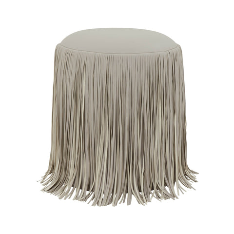 Shag Me Grey Performance Vegan Leather Ottoman Model: TOV-OC69192