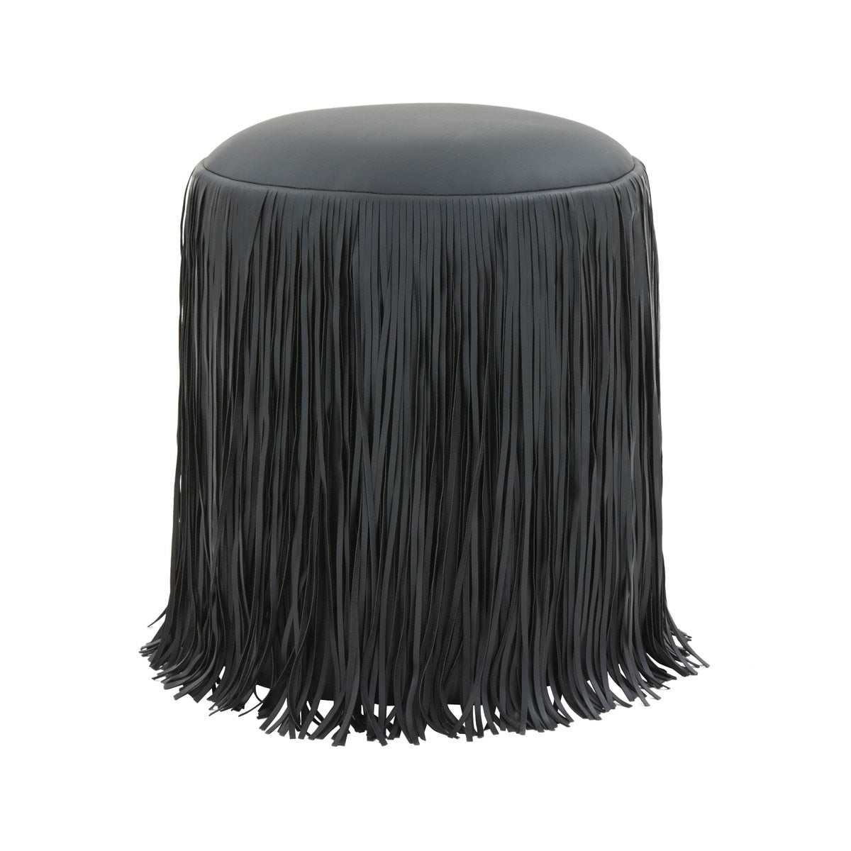 Shag Me Black Performance Vegan Leather Ottoman Model: TOV-OC69193